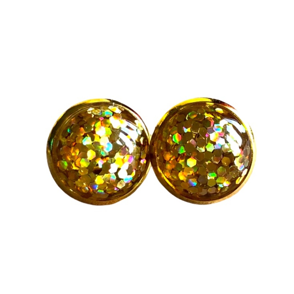Gold Glitter Bomb Stud Earrings!